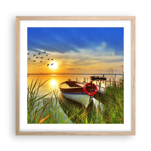 Affiche dans un chêne clair - Poster - Les cormorans s'envolent déjà - 50x50 cm