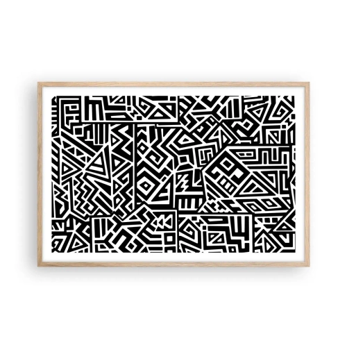 Affiche dans un chêne clair - Poster - Composition précolombienne - 91x61 cm