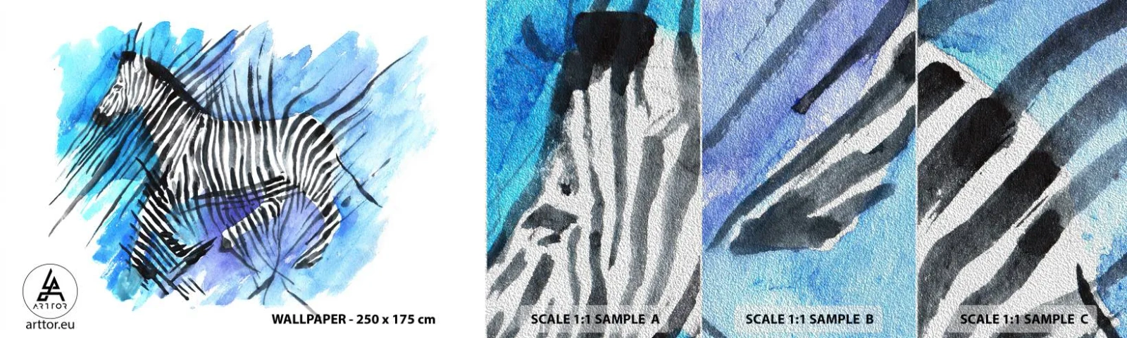 Échantillon de Papier Peint Premium Sand - Caché dans les rayures - Animaux, Côtes, Afrique - 100x30 cm