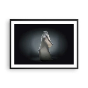 Affiche dans un cadre noir - Poster - Une figure en tissu blanc sur fond sombre - 70x50cm - Une soif secrète - Décoration murale moderne pour le salon et la chambre ARTTOR