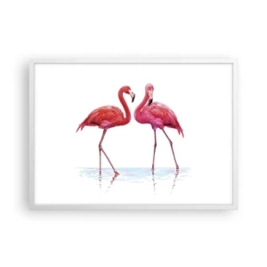 Affiche dans un cadre blanc - Poster - Rendez-vous rose - 70x50 cm