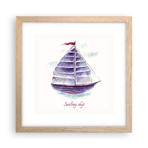 Affiche dans un chêne clair - Poster - Plein de voiles et d’eau calme - 30x30 cm