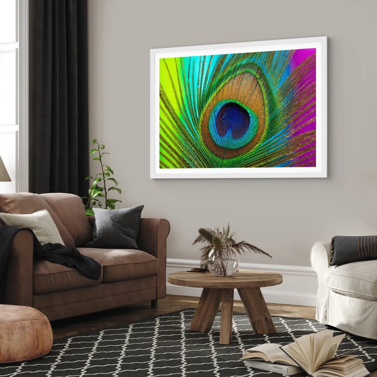 Affiche dans un cadre blanc - Poster - Les yeux dans les yeux - 50x40 cm