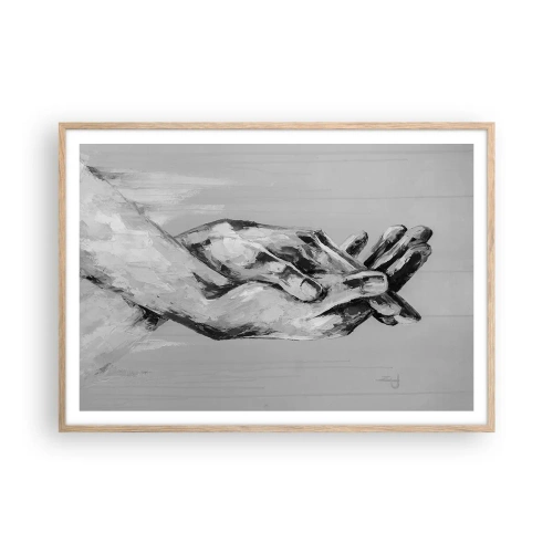 Affiche dans un chêne clair - Poster - Début... - 100x70 cm