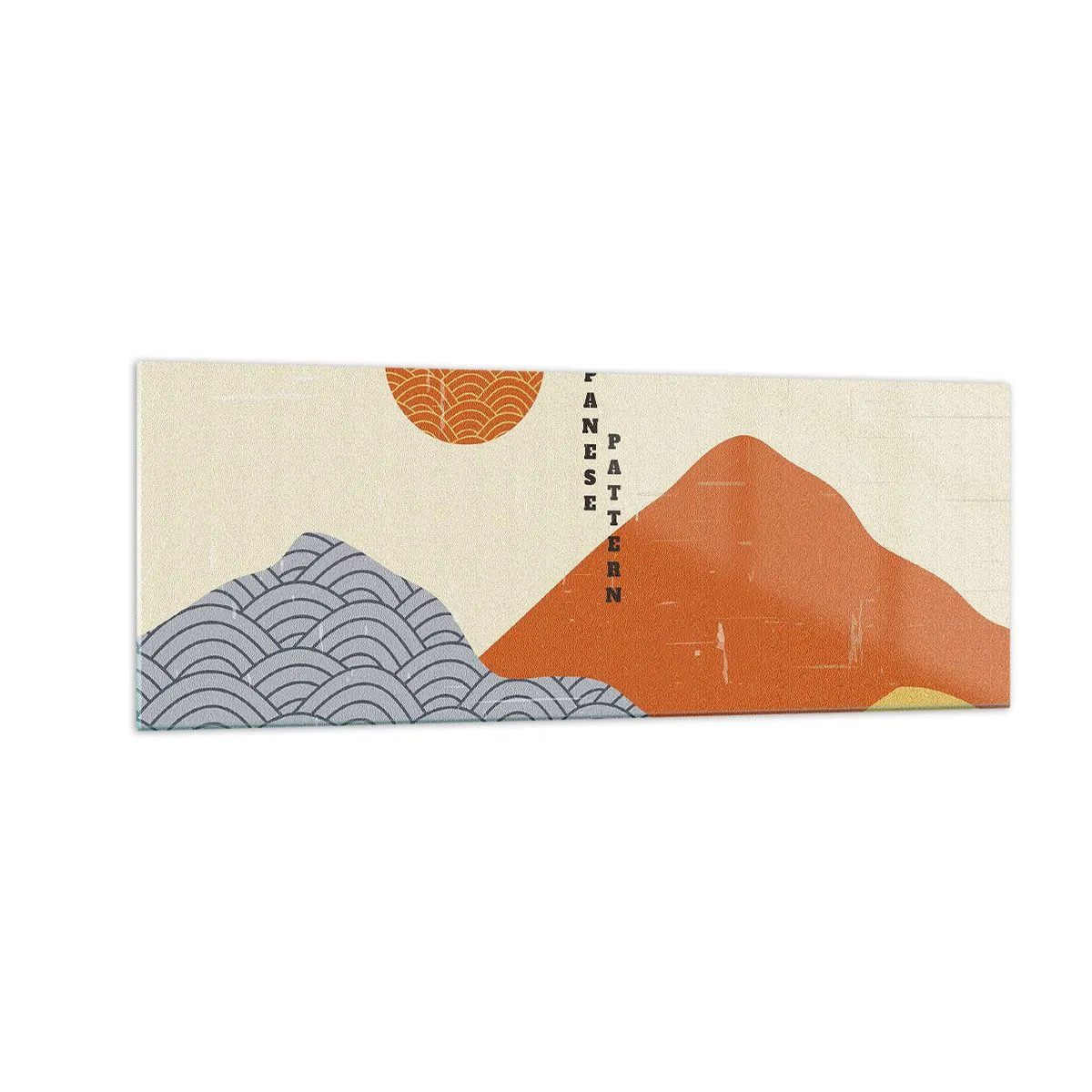 Impression sur verre - Image sur verre - Motifs japonais avec montagnes, soleil et style minimaliste - 140x50cm - Dans l'esprit japonais - Décoration murale moderne pour le salon et la chambre ARTTOR