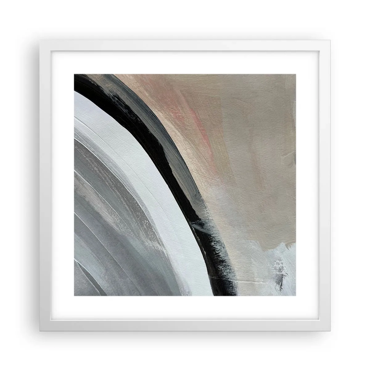 Affiche dans un cadre blanc - Poster - Composition : arc de noir et gris - 40x40 cm