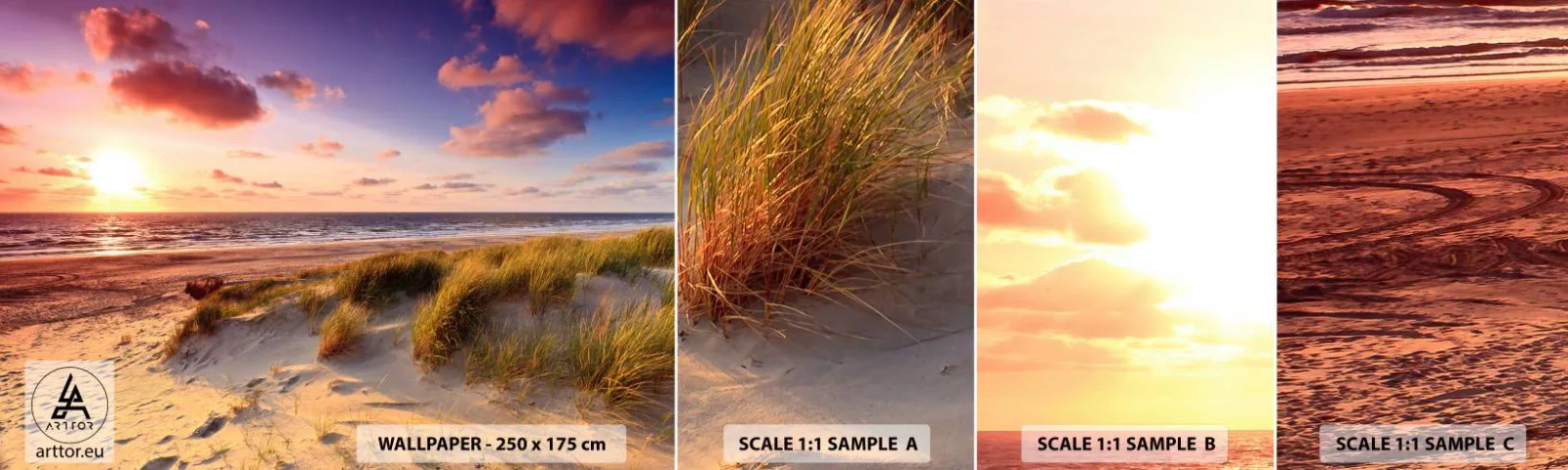 Échantillon de Papier Peint Autocollant Deluxe Sticker - L'air sent déjà l'été - Paysage, Plage, Dune - 100x30 cm