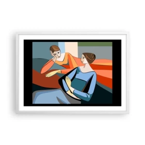 Affiche dans un cadre blanc - Poster - Un moment de confiance - 70x50 cm