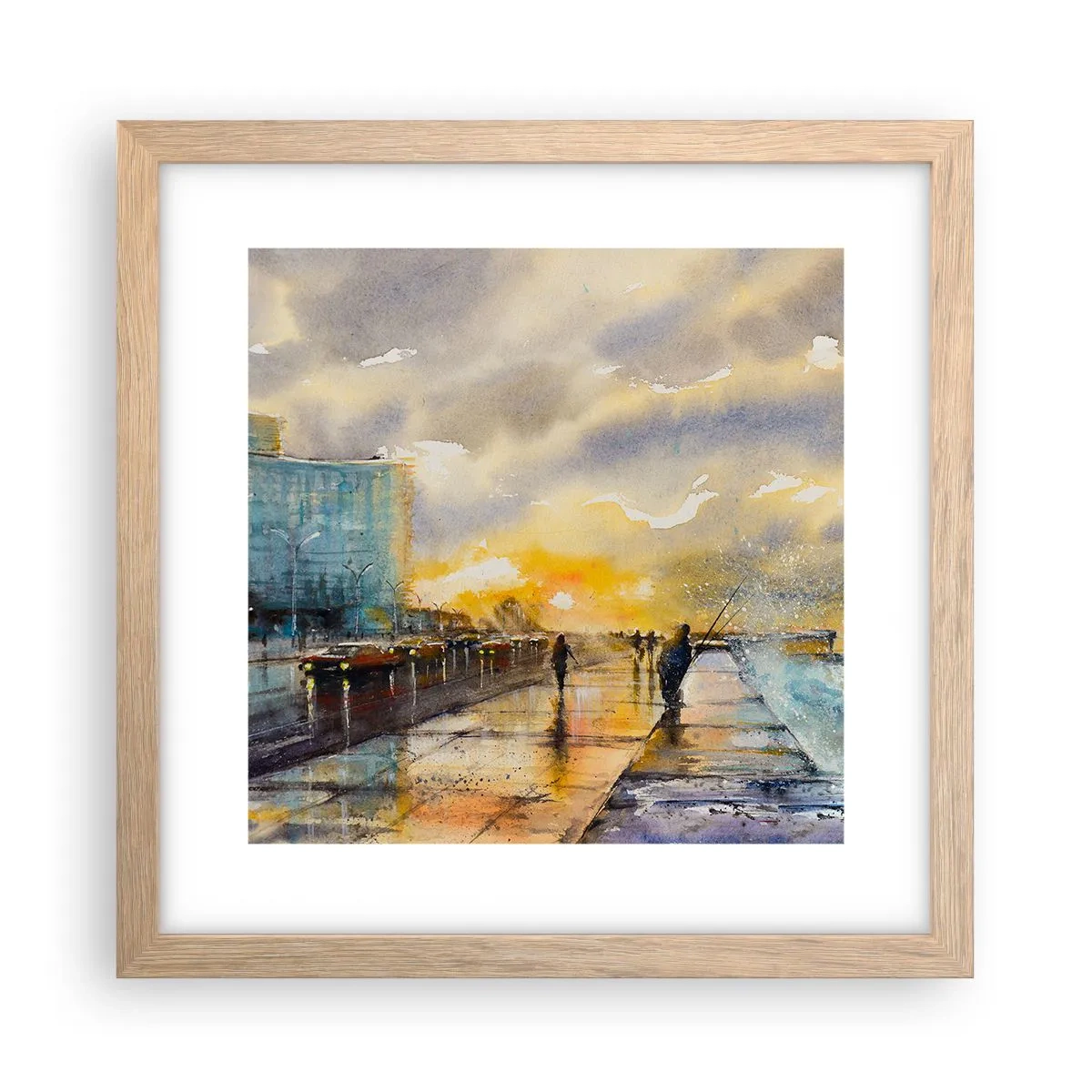 Affiche dans un chêne clair - Poster - La vie sur le rivage - 30x30 cm