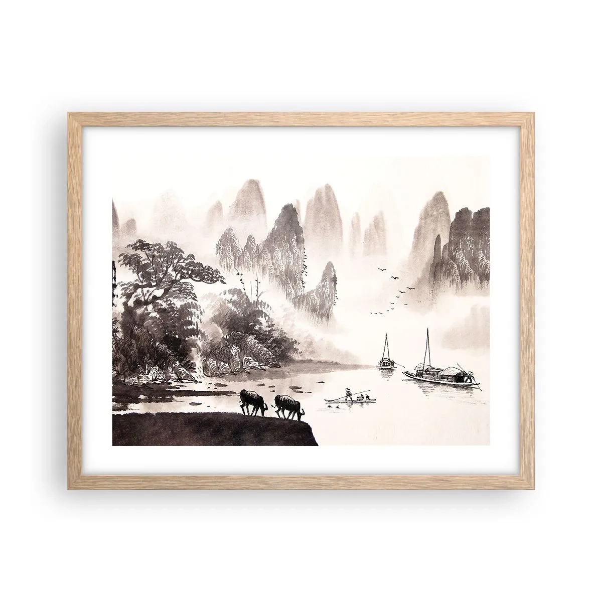 Affiche dans un chêne clair - Poster - Le quotidien exotique de l'Orient - 50x40 cm