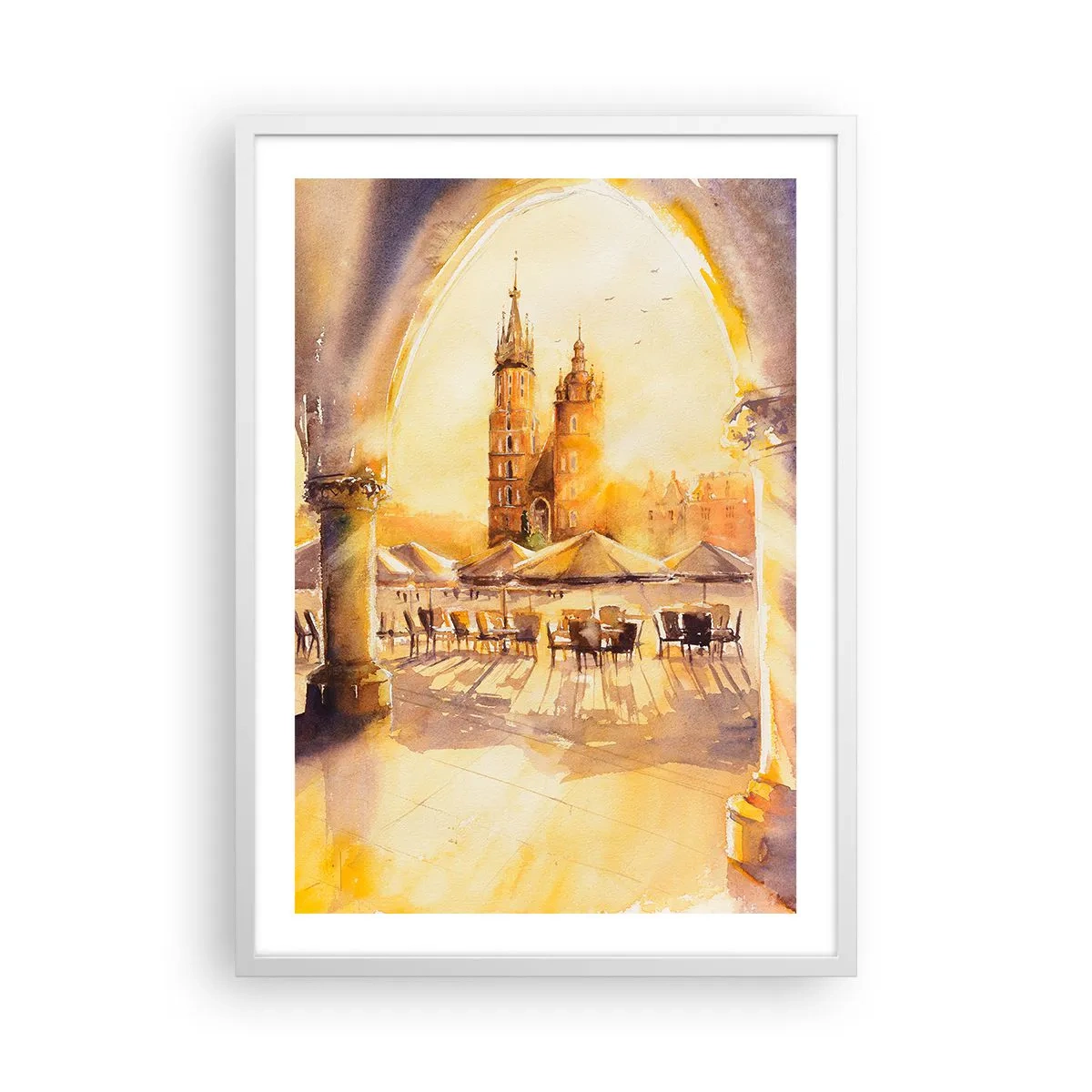 Affiche dans un cadre blanc - Poster - À l'est, sur la place du marché de Cracovie - 50x70 cm