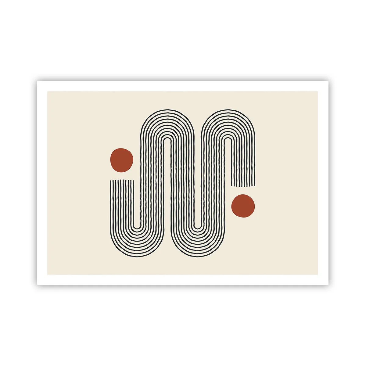 Affiche - Poster - Motif géométrique avec des lignes et des cercles orange - 100x70cm - Du début à la fin - Décoration murale moderne pour le salon et la chambre ARTTOR