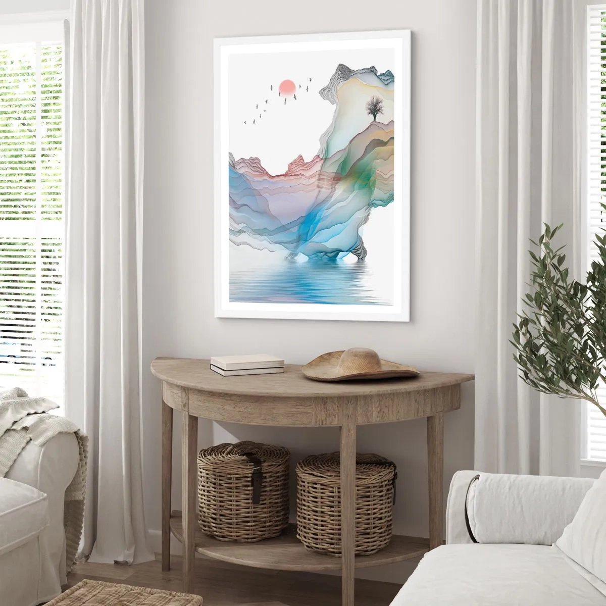 Affiche dans un cadre blanc - Poster - Vers les montagnes de cristal - 30x40 cm