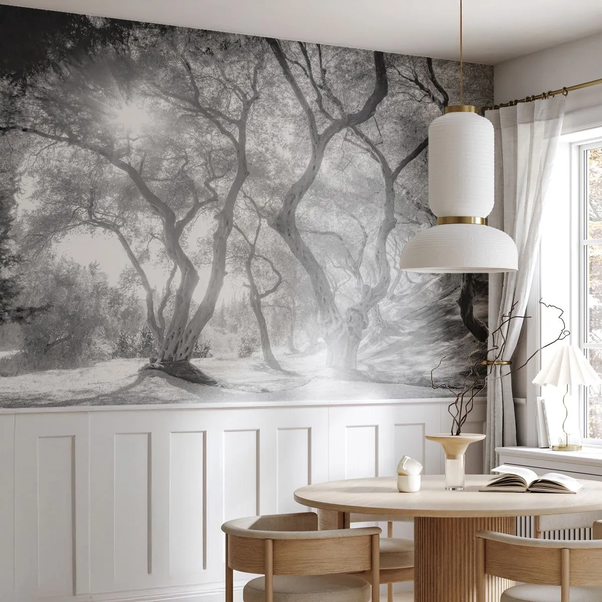 Papier Peint Photo Premium Canvas - Dans l'oliveraie - Forêt, Hiver, Des arbres - 250x175 cm
