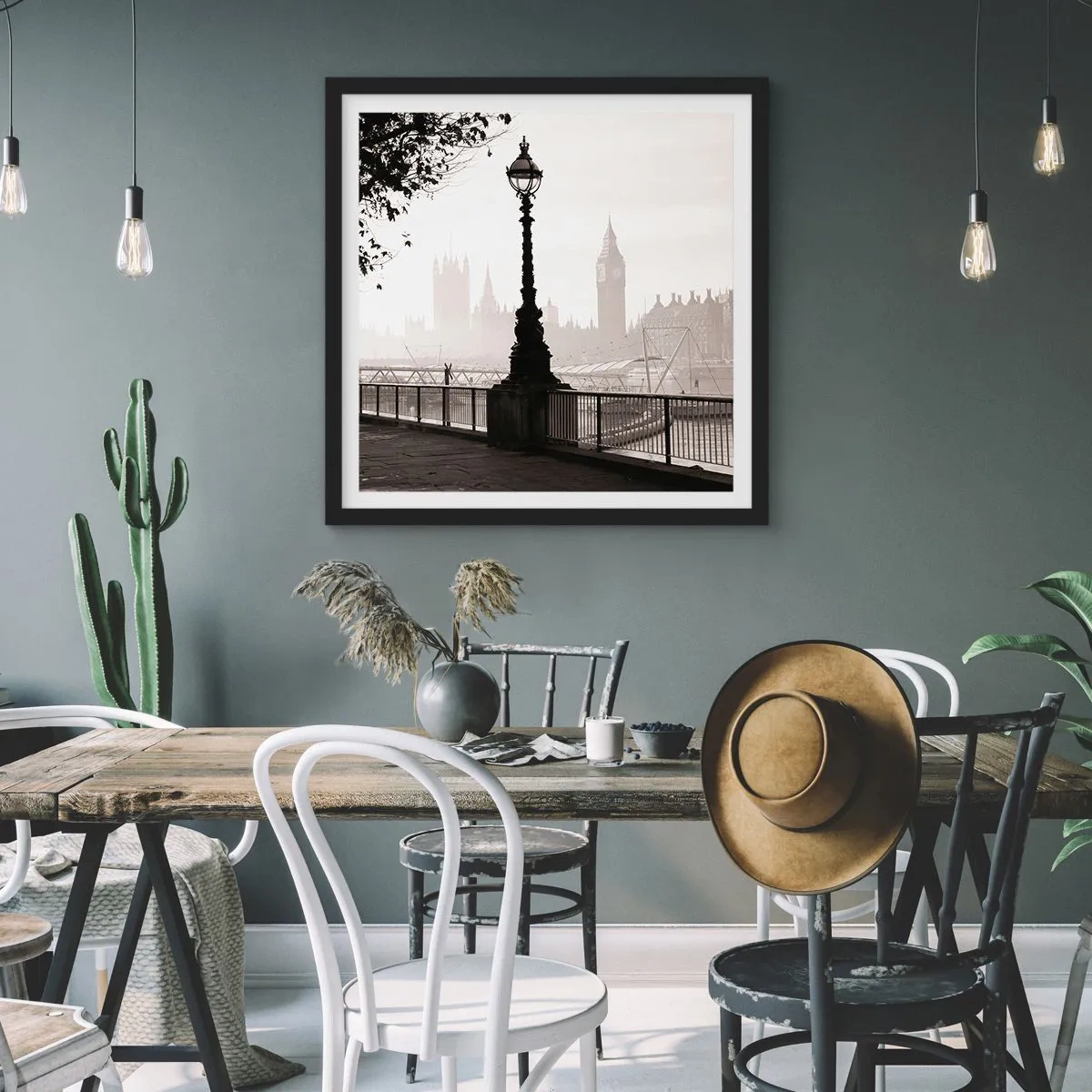 Affiche dans un cadre noir - Poster - Un matin londonien - 60x60 cm