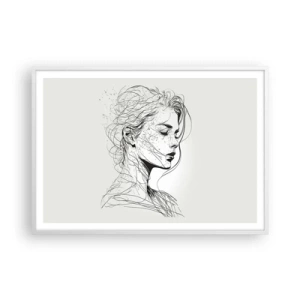 Affiche dans un cadre blanc - Poster - Portrait en pensée - 100x70 cm