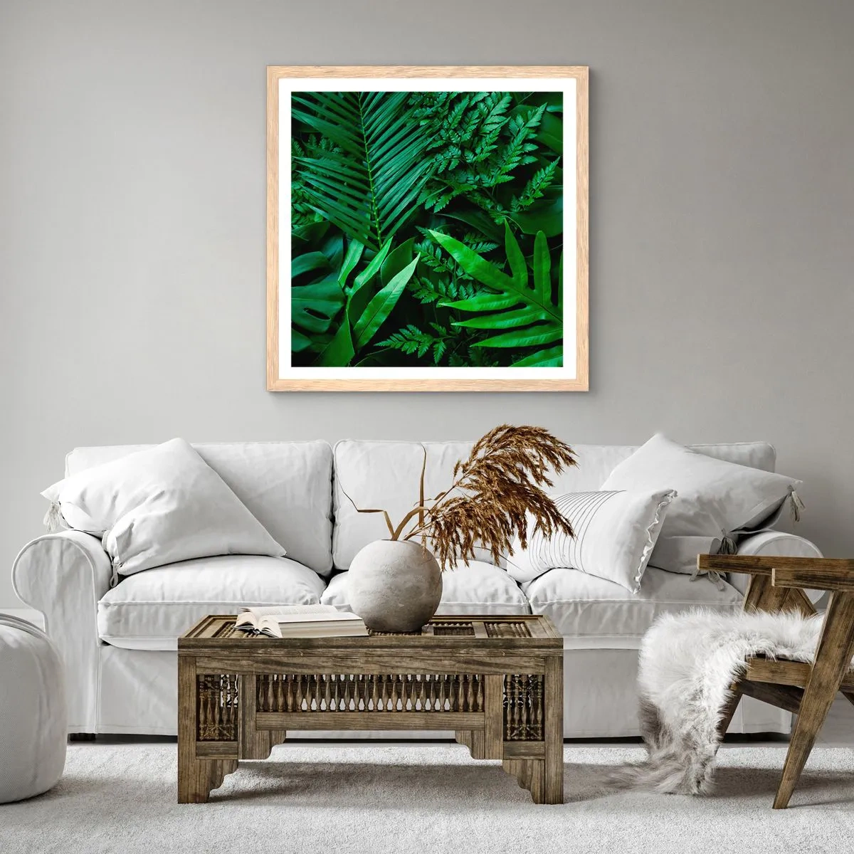 Affiche dans un chêne clair - Poster - Emmitouflé de verdure - 40x40 cm