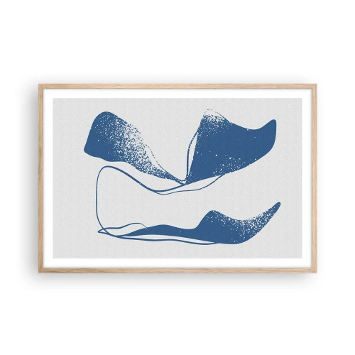 Affiche dans un chêne clair - Poster - Abstraction ailée - 91x61 cm