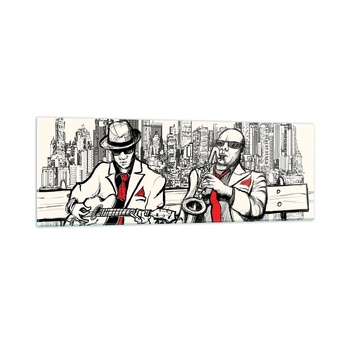 Impression sur verre - Image sur verre - improvisation new-yorkaise - 90x30 cm