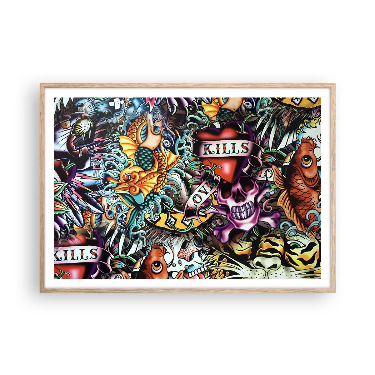 Affiche dans un chêne clair - Poster - Le rêve du tatoueur - 100x70 cm