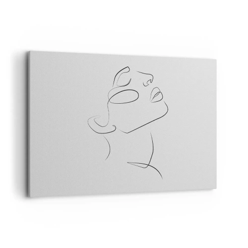 Impression sur toile - Image sur toile - Un croquis minimaliste du visage d'une femme de profil. - 120x80cm - Méandre du rêve - Décoration murale moderne pour le salon et la chambre ARTTOR