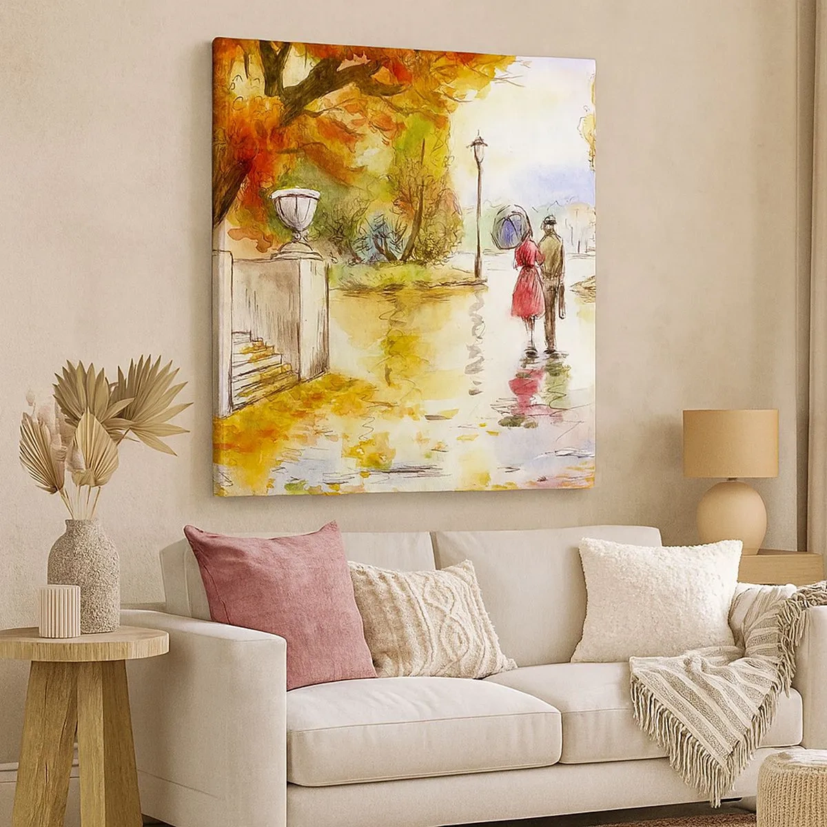 Impression sur toile - Image sur toile - Automne romantique dans le parc - 30x30 cm