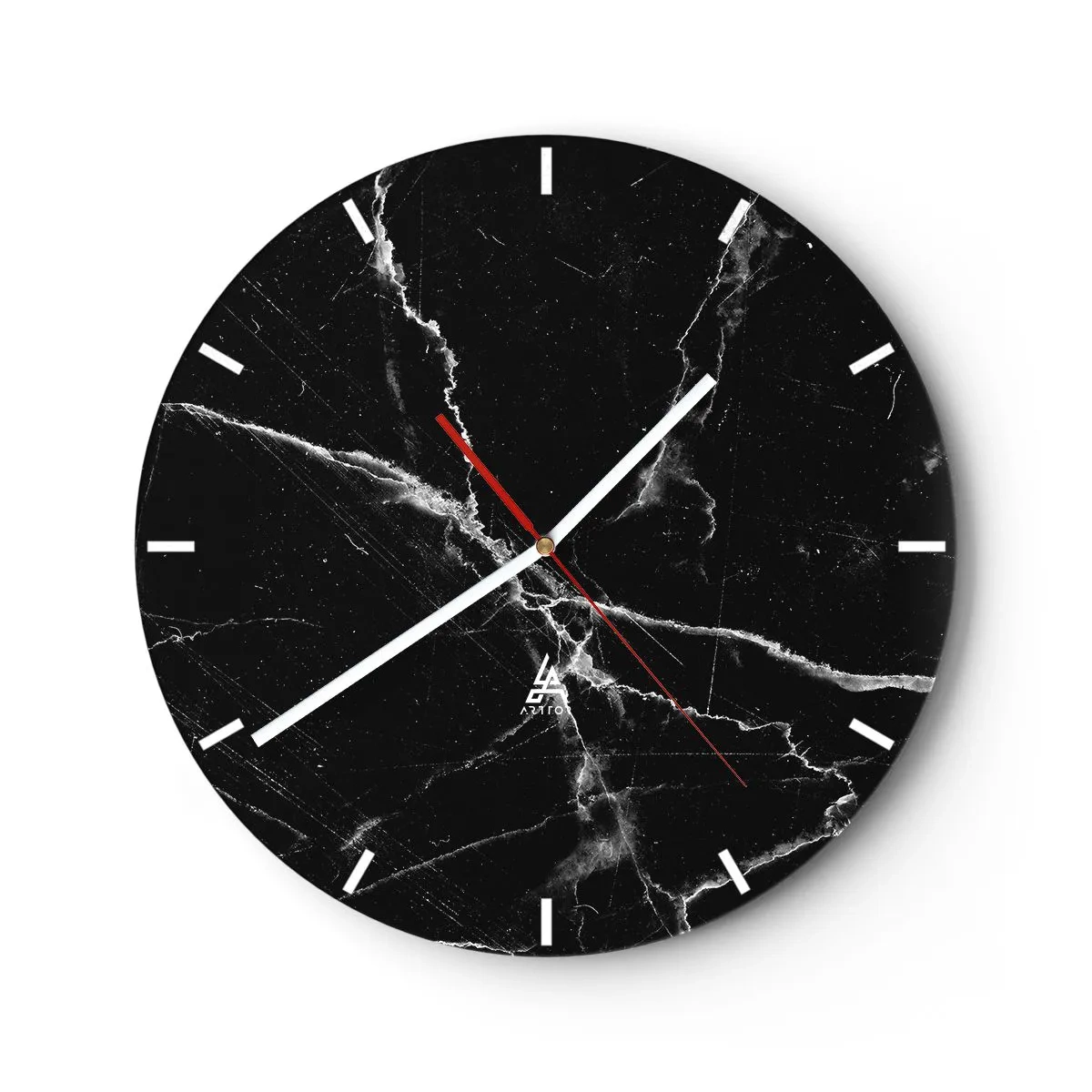 Horloge murale - Pendule murale - Surface en marbre noir avec veines blanches - 30x30cm - La vie secrète de la pierre - Décoration murale moderne pour le salon, la cuisine et la chambre ARTTOR