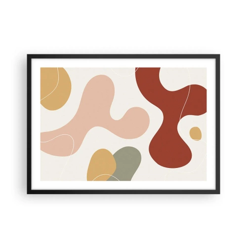 Affiche dans un cadre noir - Poster - Une composition abstraite aux tons pastel avec des formes dynamiques. - 70x50cm - Entrelac - Décoration murale moderne pour le salon et la chambre ARTTOR