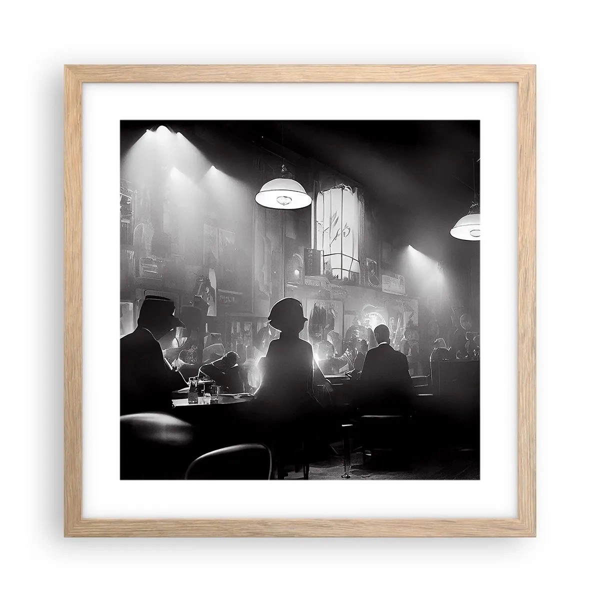 Affiche dans un chêne clair - Poster - Dans une ambiance jazz - 40x40 cm