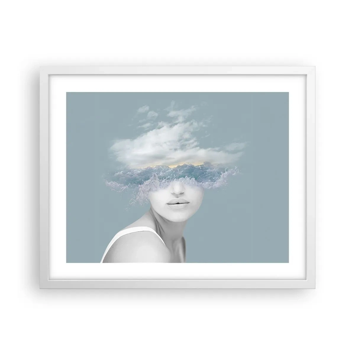 Affiche dans un cadre blanc - Poster - La tête dans les nuages - 50x40 cm