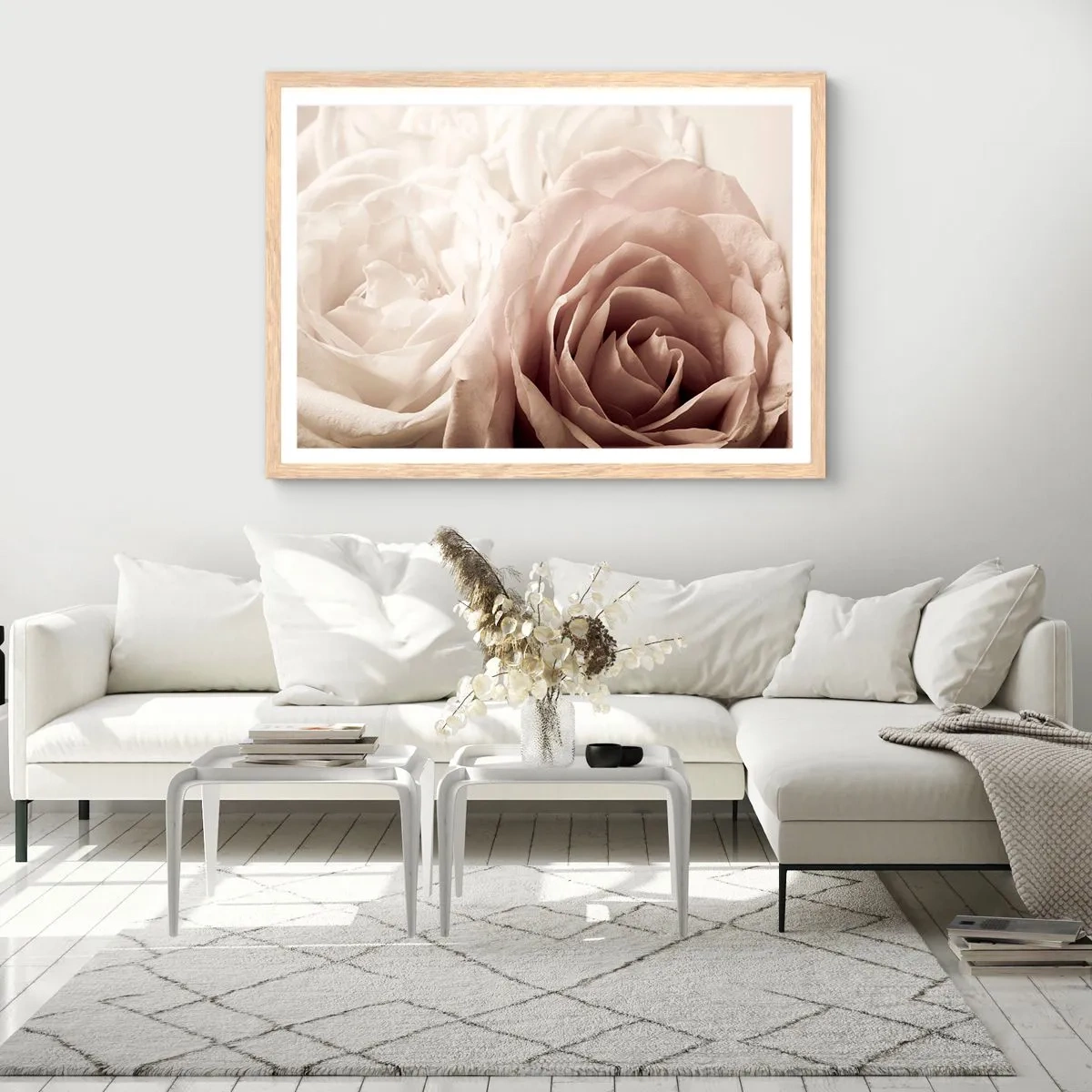Affiche dans un chêne clair - Poster - Au coeur d'ue la rose - 91x61 cm