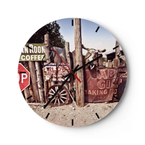 Horloge murale - Pendule murale - Décorations rustiques avec des roues en bois et un crâne de taureau - 30x30cm - Et le temps s'est arrêté - Décoration murale moderne pour le salon, la cuisine et la chambre ARTTOR