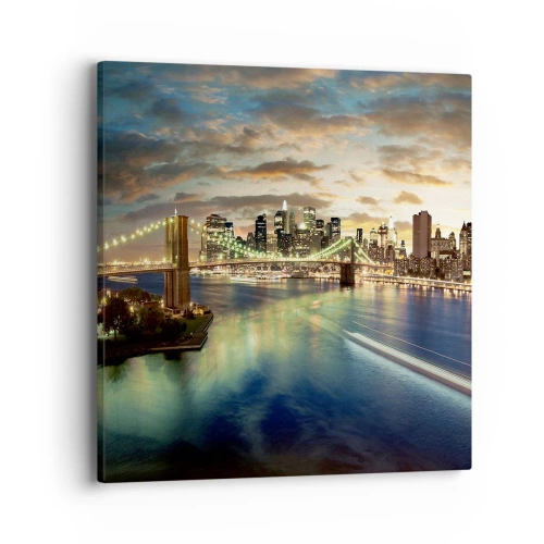 Impression sur toile - Image sur toile - Une soirée lumineuse sur Manhattan - 40x40 cm