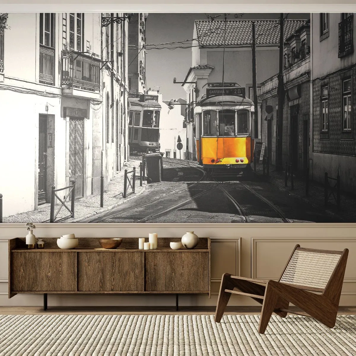 Papier Peint Photo Premium Sand - L'âme de Lisbonne - Ville, Lisbonne, Architecture - 350x256 cm