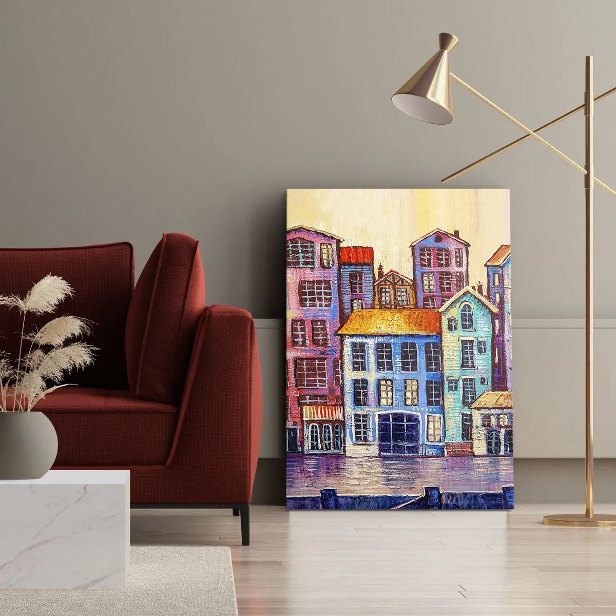 Impression sur toile - Image sur toile - Une ville comme dans un conte de fées - 55x100 cm