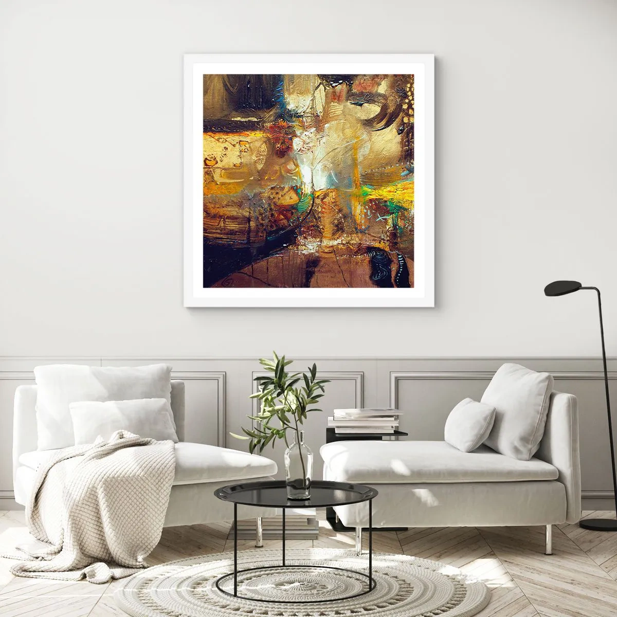 Affiche dans un cadre blanc - Poster - Froid, tiède, chaud - 60x60 cm