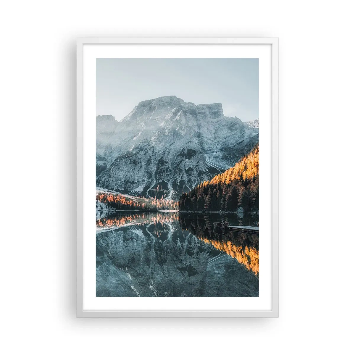 Affiche dans un cadre blanc - Poster - Reflet de paysage - 50x70 cm