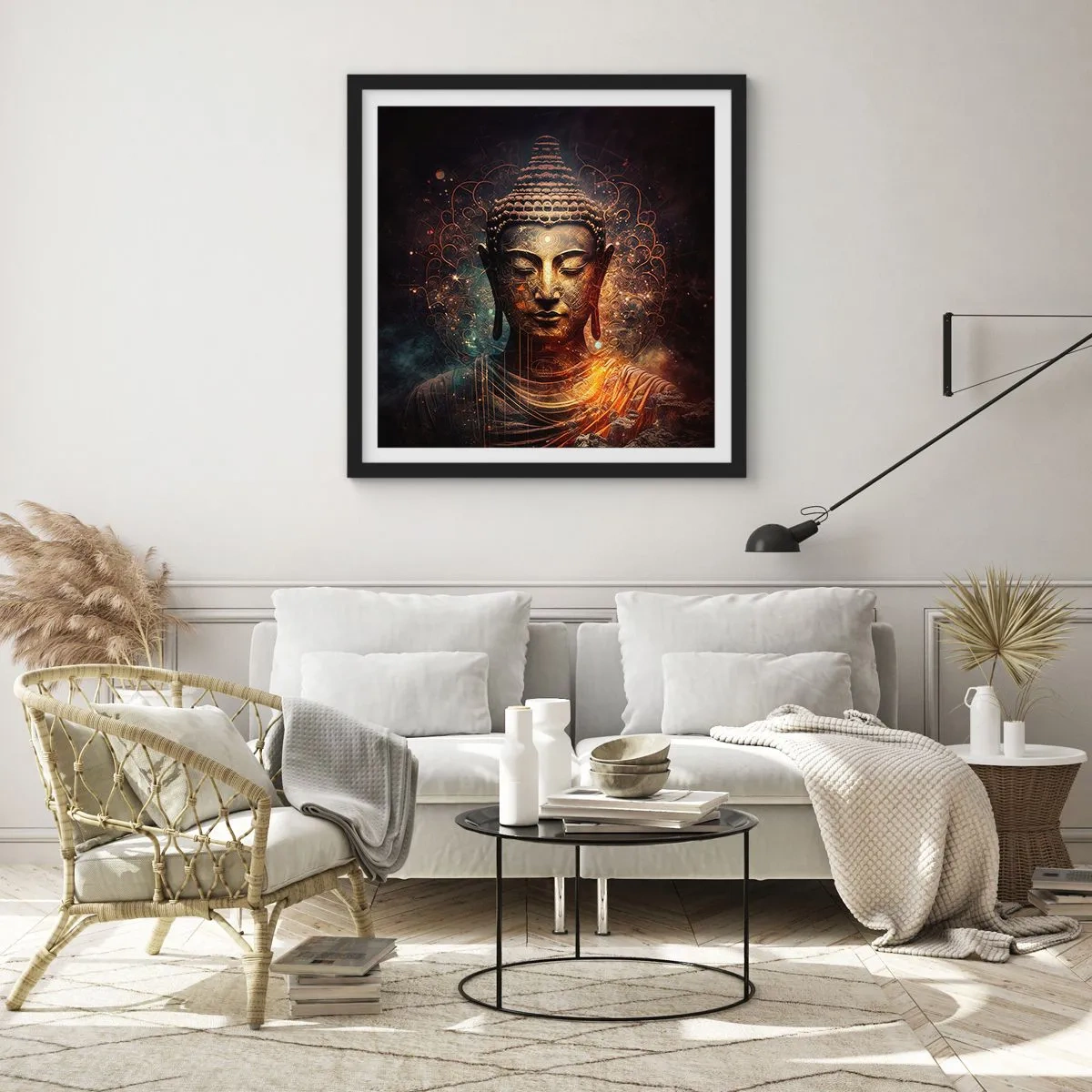 Affiche dans un cadre noir - Poster - Équilibre spirituel - 30x30 cm