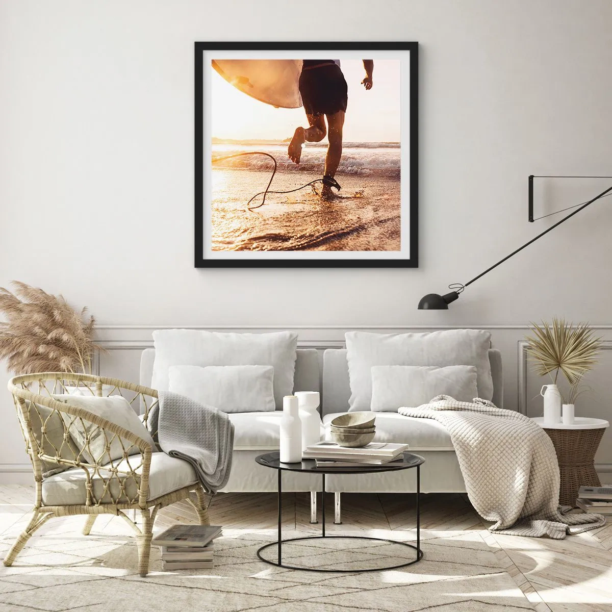 Affiche dans un cadre noir - Poster - A la rencontre des vagues - 30x30 cm