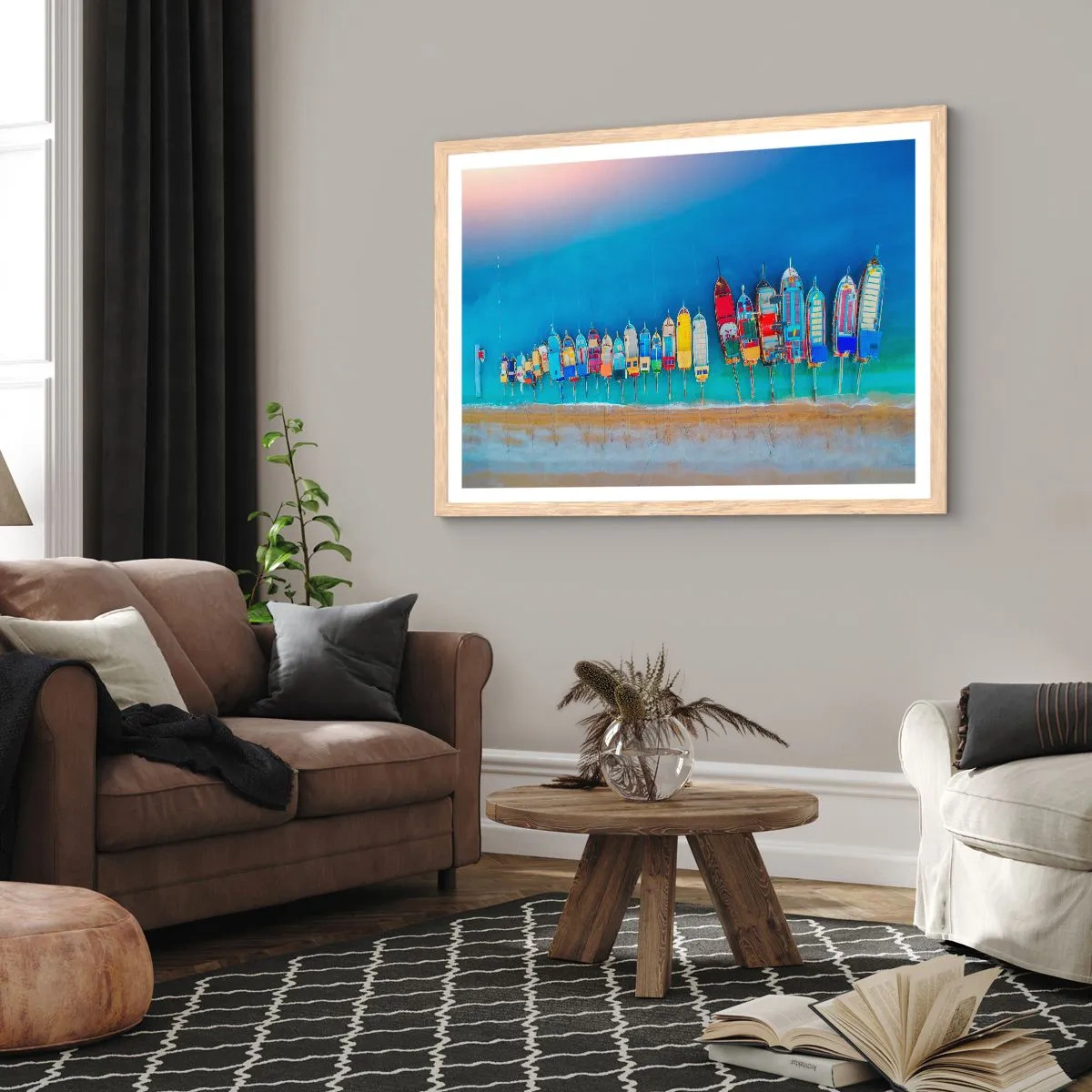 Affiche dans un chêne clair - Poster - Une vue à vol d'oiseau - 40x30 cm