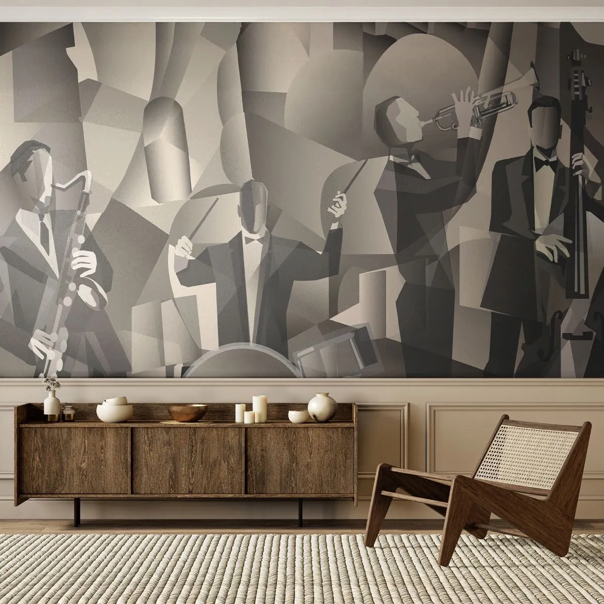 Papier Peint Autocollant Deluxe Sticker - Dans l'espace des sons - Abstraction, Groupe, le jazz - 250x175 cm