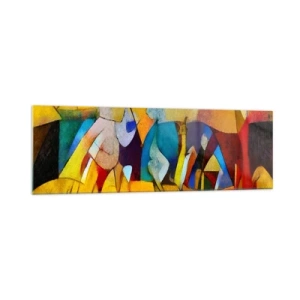 Impression sur verre - Image sur verre - Une abstraction colorée représentant des figures sous une forme géométrique - 160x50cm - Soleil - vie - joie - Décoration murale moderne pour le salon et la chambre ARTTOR