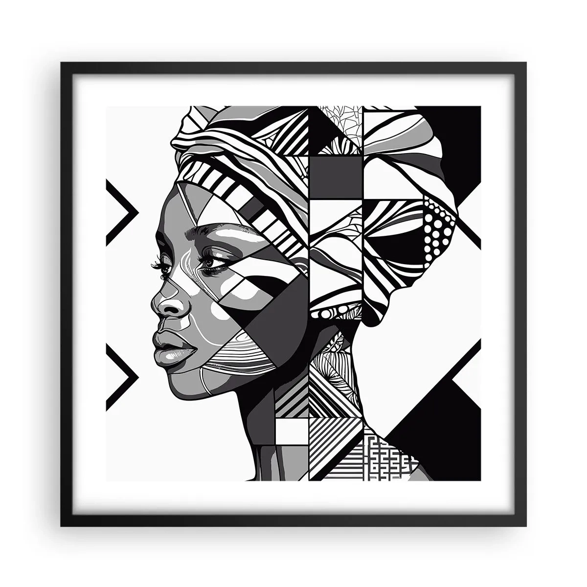 Affiche dans un cadre noir - Poster - Portrait ethnique - 50x50 cm