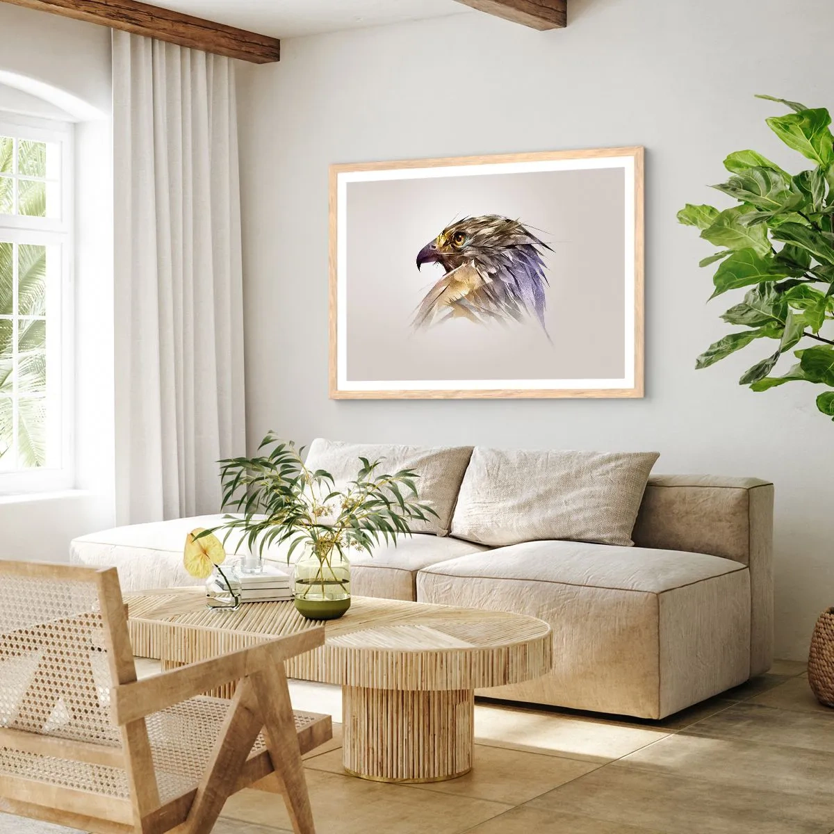 Affiche dans un chêne clair - Poster - Portrait d'un guerrier - 91x61 cm