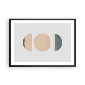 Affiche dans un cadre noir - Poster - Formes géométriques abstraites aux couleurs pastel - 70x50cm - Cercles après cercles - Décoration murale moderne pour le salon et la chambre ARTTOR