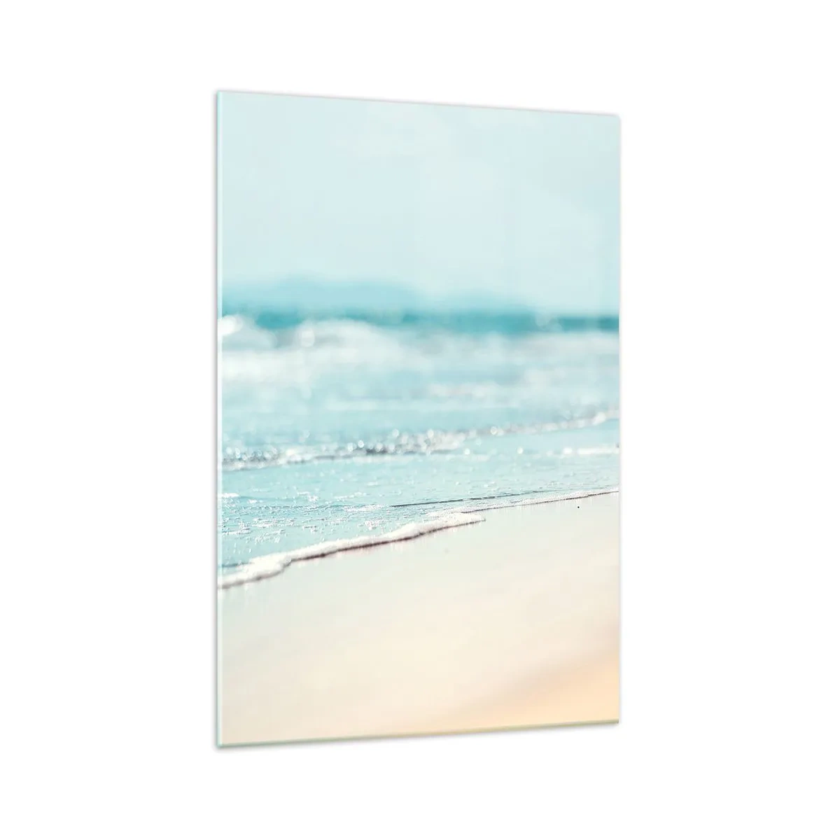 Impression sur verre - Image sur verre - Douces vagues de l'océan sur une plage de sable - 70x100cm - Chaleur et bruissement - Décoration murale moderne pour le salon et la chambre ARTTOR