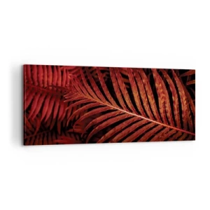 Impression sur toile - Image sur toile - Gros plan de feuilles tropicales rouges - 120x50cm - Chaleur de la vie - Décoration murale moderne pour le salon et la chambre ARTTOR