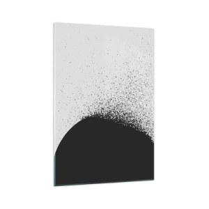 Impression sur verre - Image sur verre - Motif abstrait avec des particules noires sur un fond clair - 70x100cm - Mouvement des molécules - Décoration murale moderne pour le salon et la chambre ARTTOR