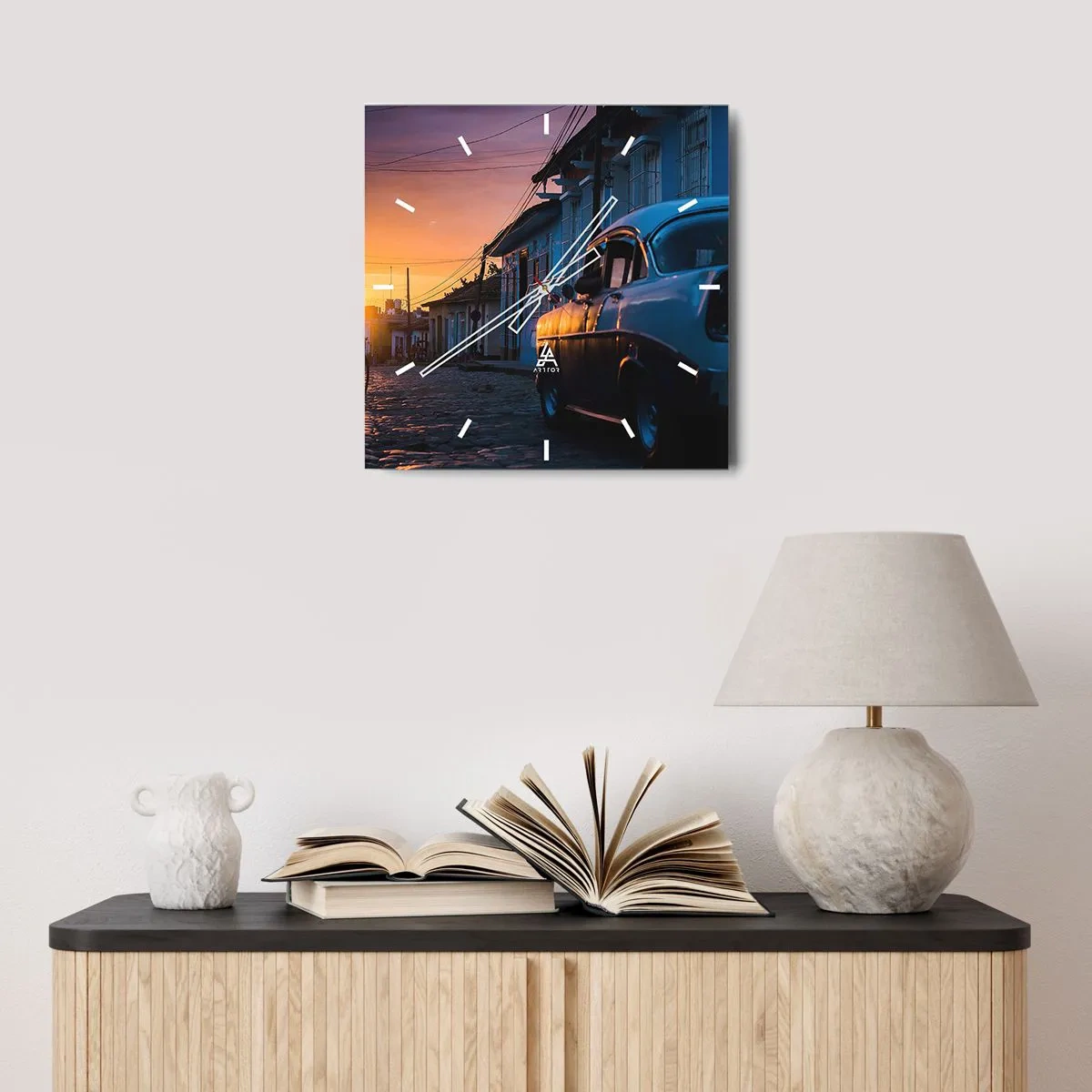 Horloge murale - Pendule murale - Ici, le temps ralentit - 30x30 cm