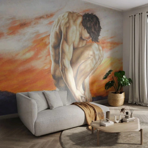 Papier Peint Autocollant Deluxe Sticker - Plongé dans ses pensées - Corps, Homme, Statue - 450x315 cm